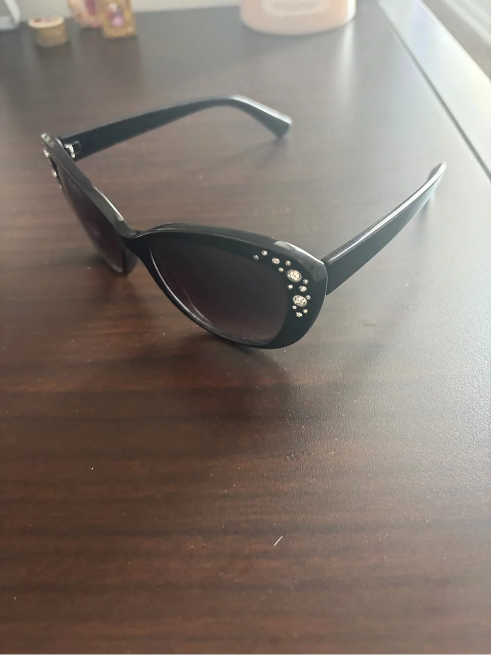 Amazon Black Women's Sunglasses with Rhinestone Temple Detail